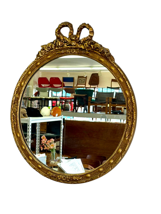 Vintage Empire Style Round Mirror with Gilt Wood Frame