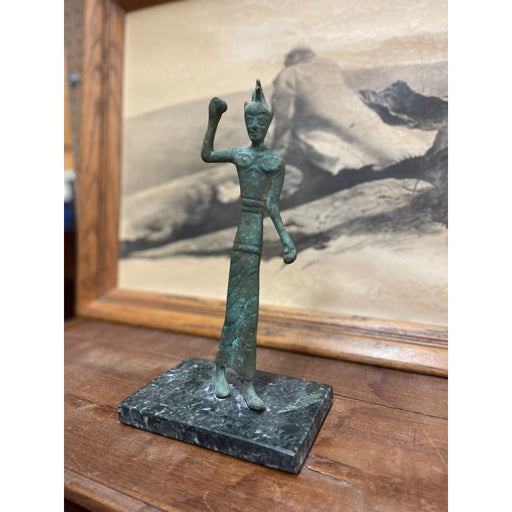 Vintage Figurine Sculpture of Warrior With Base