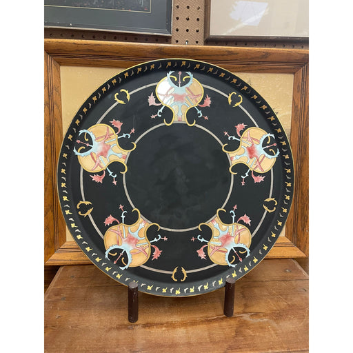 Vintage French Decorative Inlay Ceramic Platter With Art Nouveau Motif (Available by Online Purchase Only)