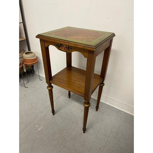 Vintage French Regency Style Side Table With Hand Painted Motif.
