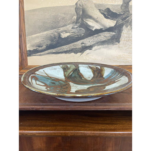 Vintage Gerald Newcomb Studio Pottery Plate Abstract Hand Painted