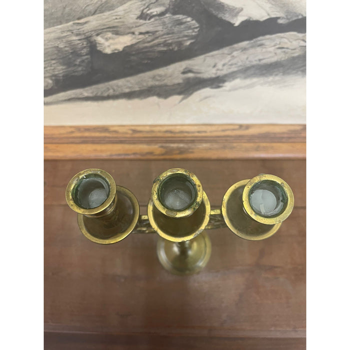 Vintage Gold Toned Candelabra With Lion Motif