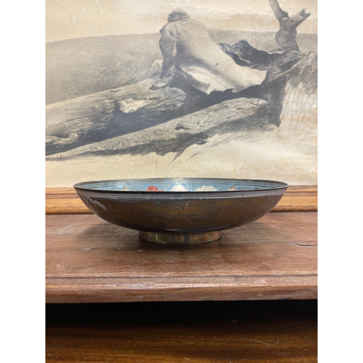 Vintage Hand Painted Raised Bowl with Ornate Peacock Motif