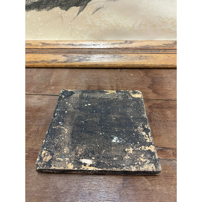 Vintage Hand Painted Tile With Swimming Fish Motif.