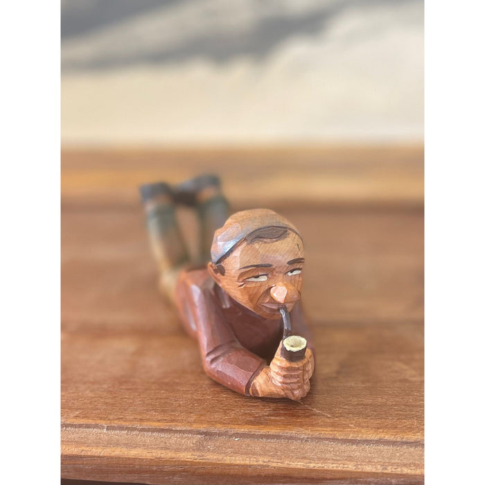 Vintage Hand carved Figurine Wooden Pipe Holder