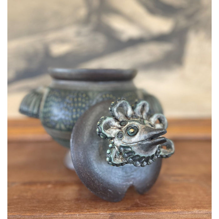 Vintage Handmade Studio Pottery With Intricate Handles