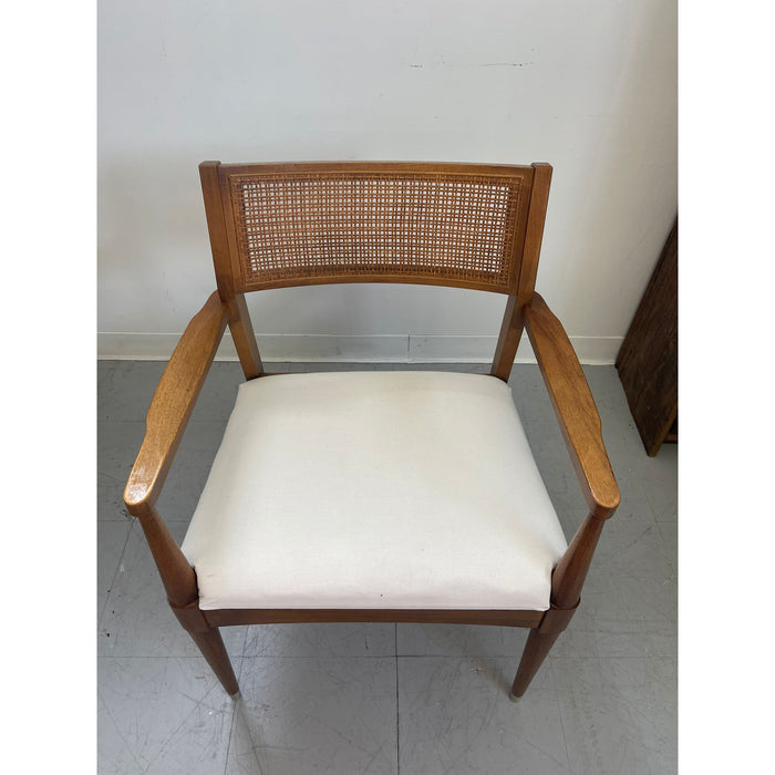 Vintage Mid Century Modern Chair With Rattan Backing