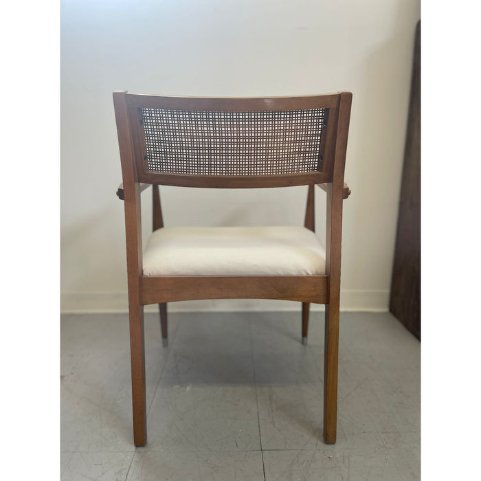 Vintage Mid Century Modern Chair With Rattan Backing