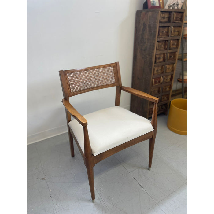 Vintage Mid Century Modern Chair With Rattan Backing