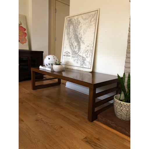 Vintage Mid Century Modern Combed Oak Table Stand or Bench Manufacturer by Red Lion Co