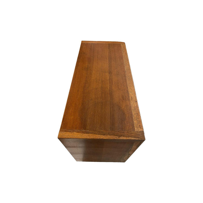 Vintage Mid Century Modern Custom Made Oak Dresser With Burl Accent.