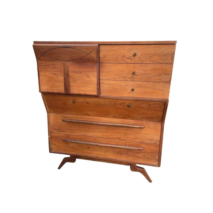 Vintage Mid Century Modern Dresser by John Cameron Custom Made Wood and Metal Handles