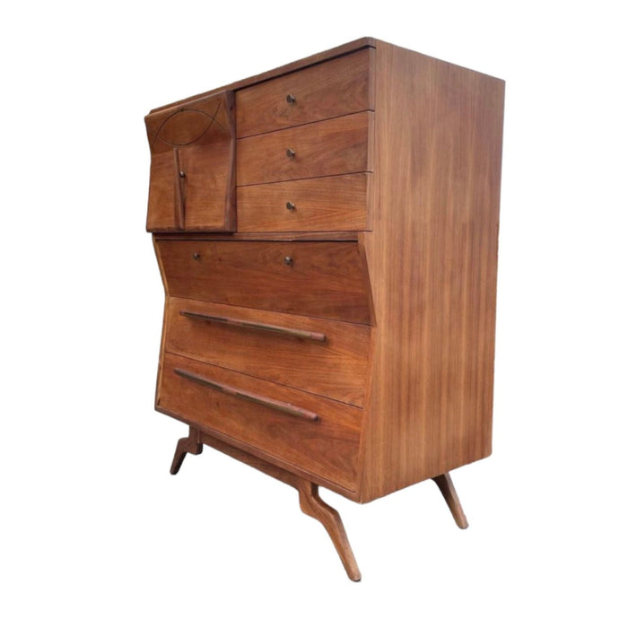 Vintage Mid Century Modern Dresser by John Cameron Custom Made Wood and Metal Handles
