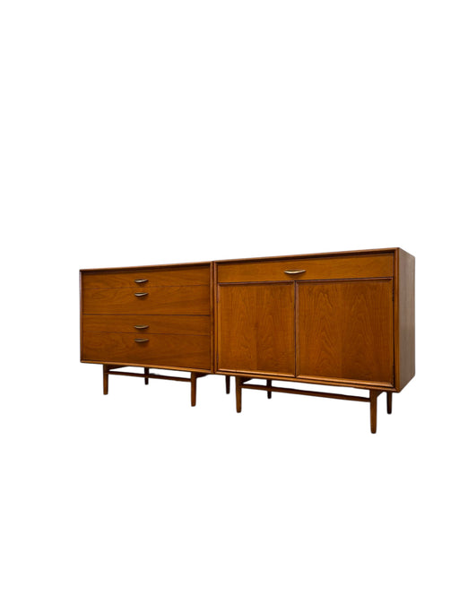 Vintage Mid Century Modern Drexel Parallel Dresser and Record Cabinet Set