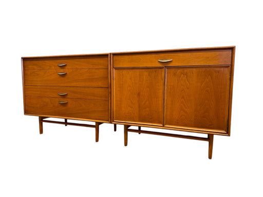 Vintage Mid Century Modern Drexel Parallel Dresser and Record Cabinet Set