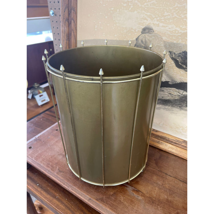 Vintage Mid Century Modern Gold Toned Trash Bin