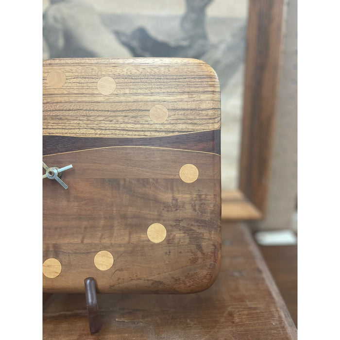 Vintage Mid Century Modern Handmade Wooden Clock.