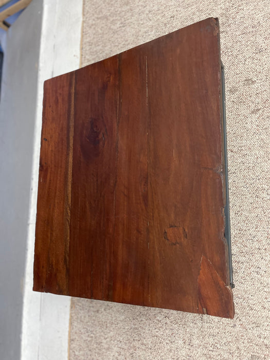 Vintage Mid Century Modern Low Coffee Table with SolidWood Slab Top and Metal Base