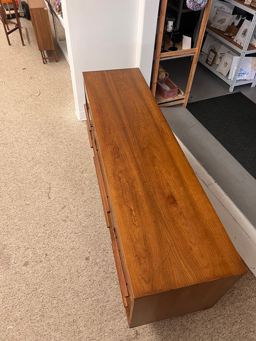 Vintage Mid Century Modern Nine Drawer Dresser by Dixie Furniture Solid Cherry with Dovetailed Drawers