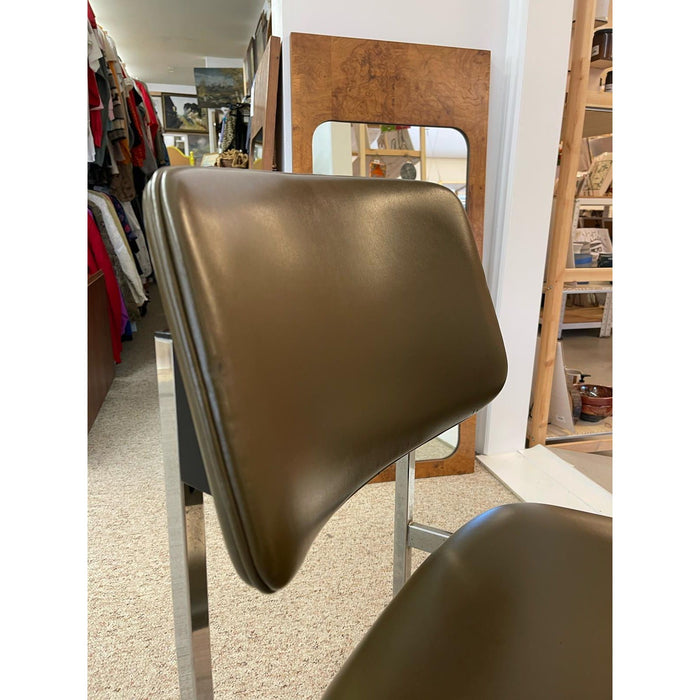 Vintage Mid Century Modern Office Chair Chrome and Green Vinyl.