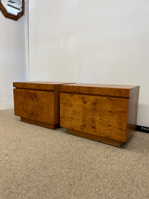 Vintage Mid Century Modern Olive Burl End Table Set by Milo Baughman for Lane