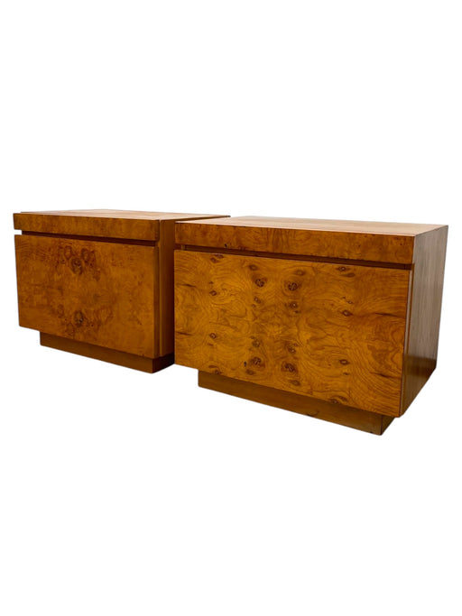 Vintage Mid Century Modern Olive Burl End Table Set by Milo Baughman for Lane