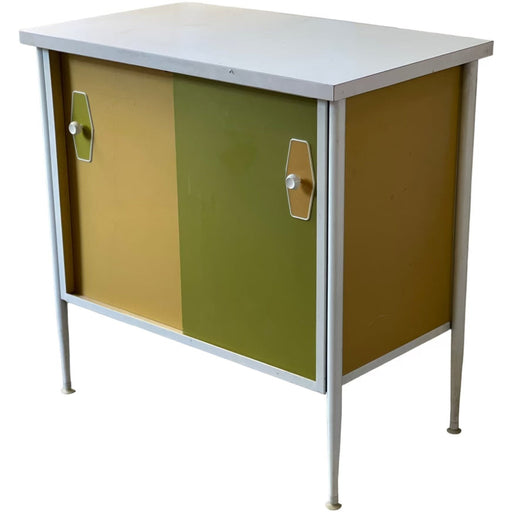 Vintage Mid Century Modern Record Cabinet Removable Shelf Steel Framed George Nelson in Style of (Available for Online Purchase Only)