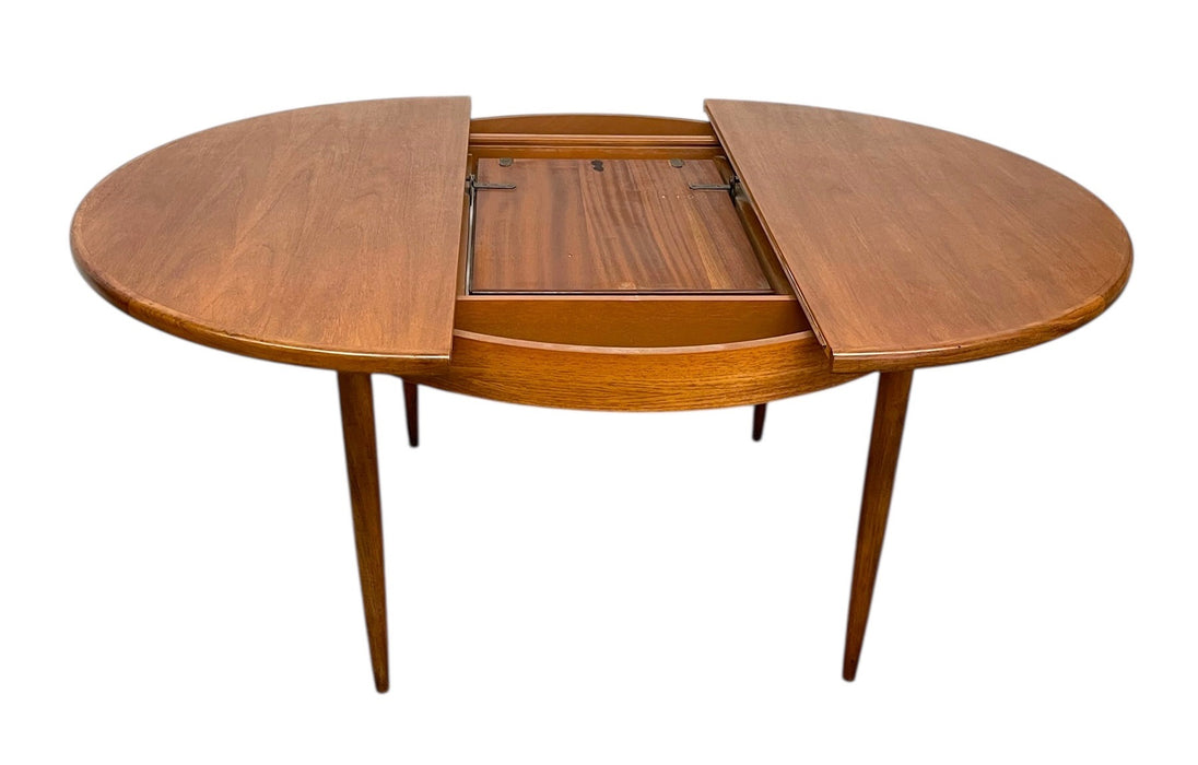 Vintage Mid Century Modern Round to Oval Extendable Dining Table in Style of G-Plan Fresco UK Import