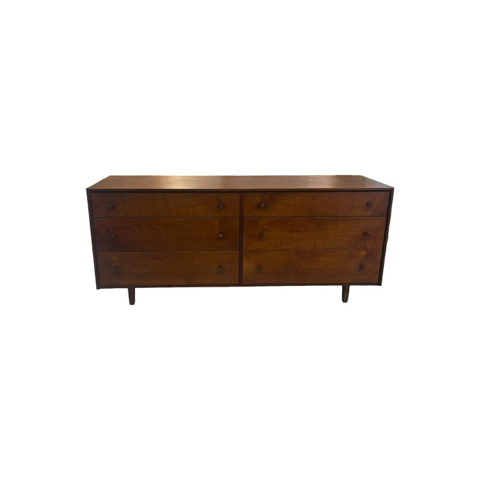 Vintage Mid Century Modern Six Drawer Lowboy Dresser.