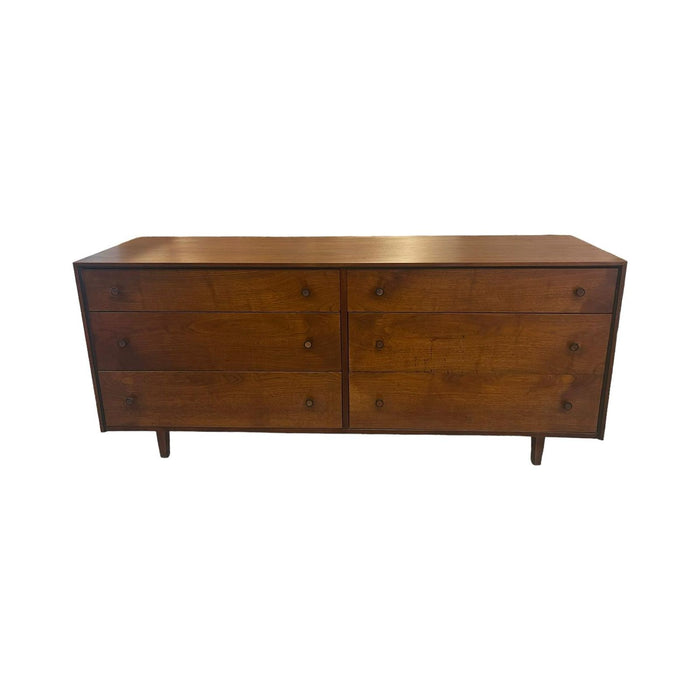 Vintage Mid Century Modern Six Drawer Lowboy Dresser.