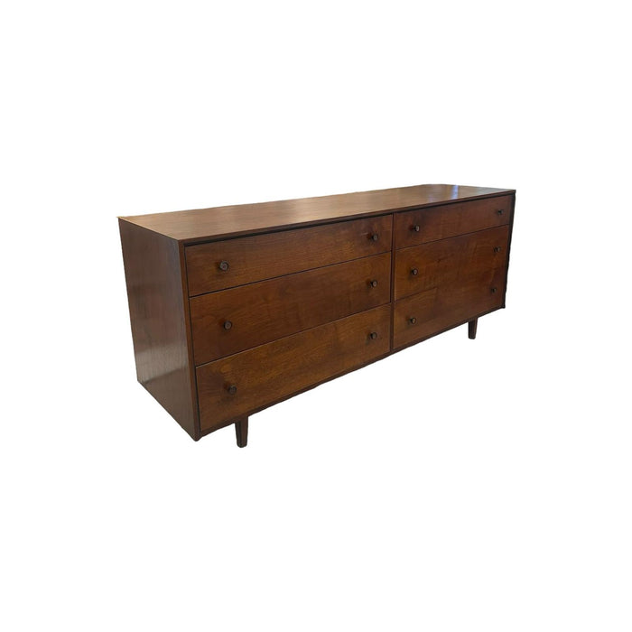 Vintage Mid Century Modern Six Drawer Lowboy Dresser.