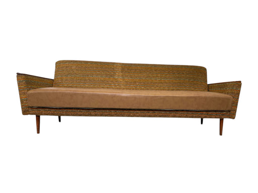 Vintage Mid Century Modern Sofa with Fabric and Vinyl Upholstery German Import
