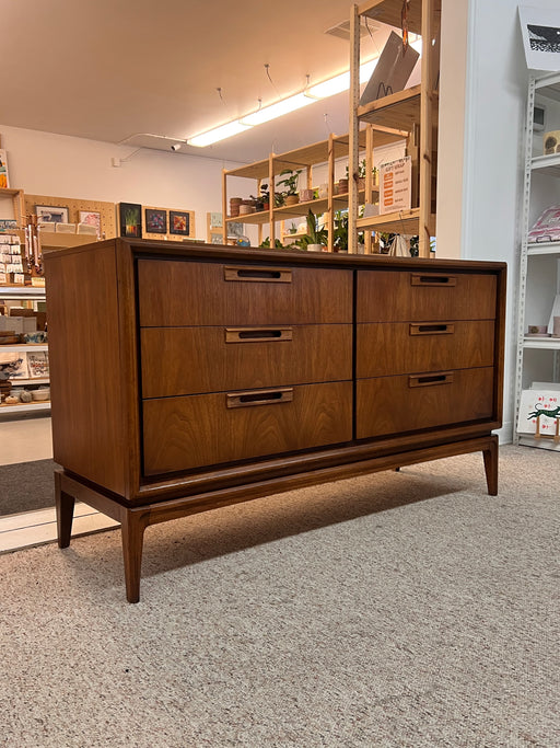 Vintage Mid Century Modern Solid Walnut Dresser and End Table Set Dovetailed Drawers by United Furniture