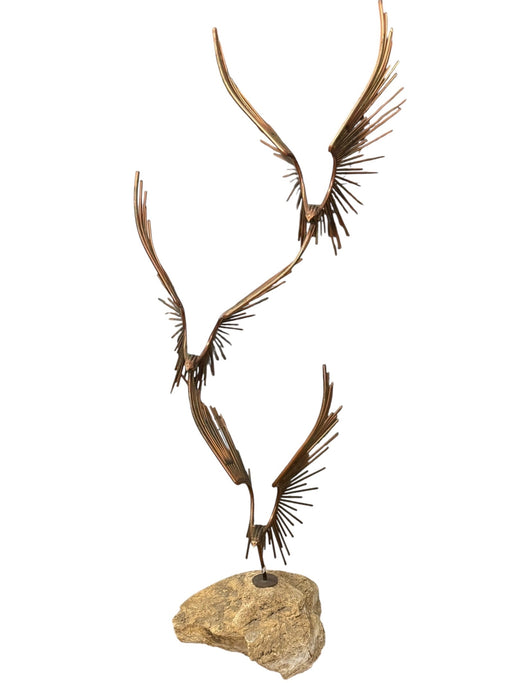 Vintage Mid Century Modern Style Metal Sculpture ‘Birds in Flight‘ by Curtis Jere signed (Available by online purchase only)