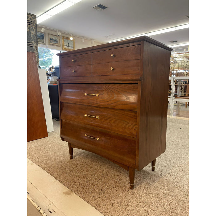 Vintage Mid Century Modern Tallboy Dresser with Dovetail Drawers