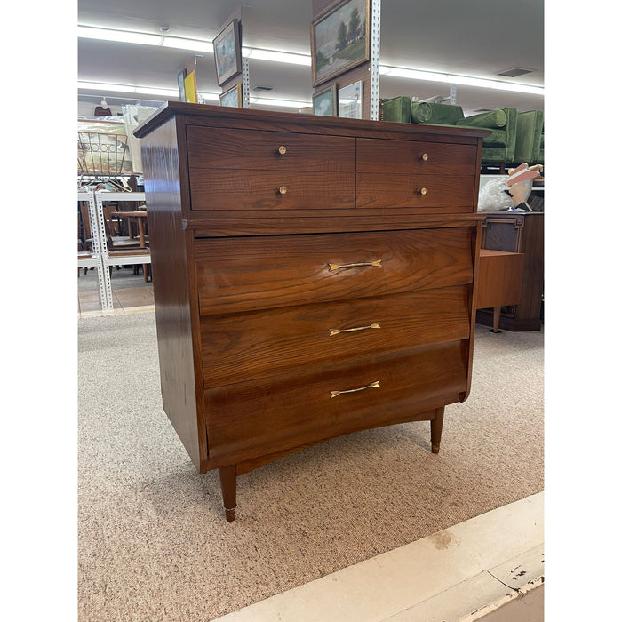 Vintage Mid Century Modern Tallboy Dresser with Dovetail Drawers