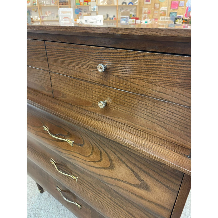 Vintage Mid Century Modern Tallboy Dresser with Dovetail Drawers