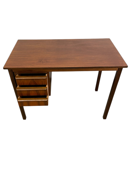 Vintage Mid-Century Modern Teak Desk with Sculpted Handles and Dovetailed Drawers, Made in Denmark ( Available by online purchase only )
