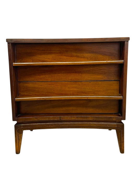 Vintage Mid Century Modern Two-Drawer End table Night Stand with Sculpted Handles