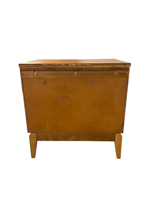 Vintage Mid Century Modern Two-Drawer End table Night Stand with Sculpted Handles