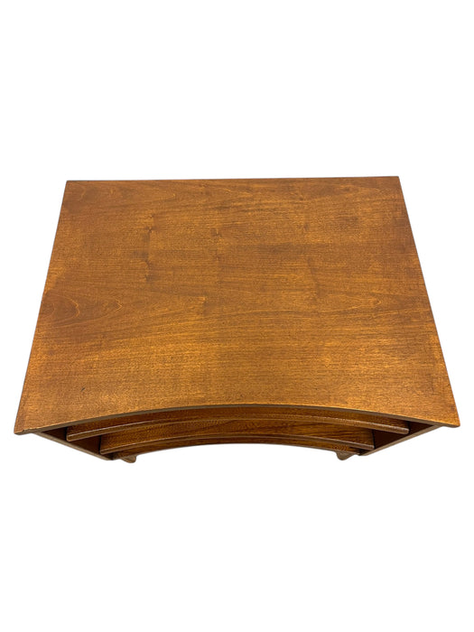 Vintage Mid Century Modern Two-Drawer End table Night Stand with Sculpted Handles