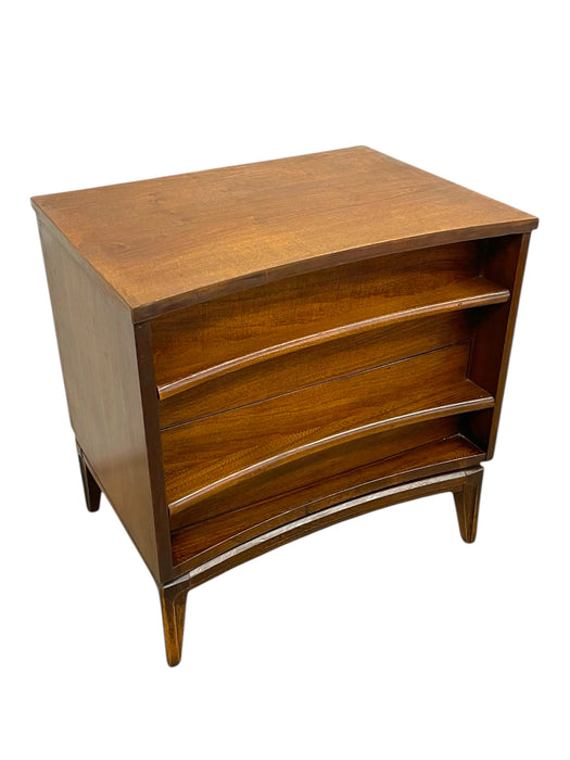 Vintage Mid Century Modern Two-Drawer End table Night Stand with Sculpted Handles