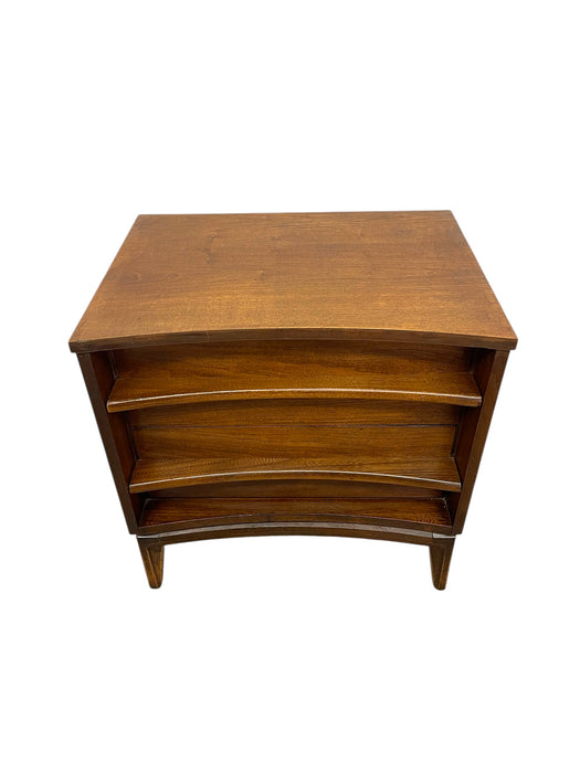 Vintage Mid Century Modern Two-Drawer End table Night Stand with Sculpted Handles