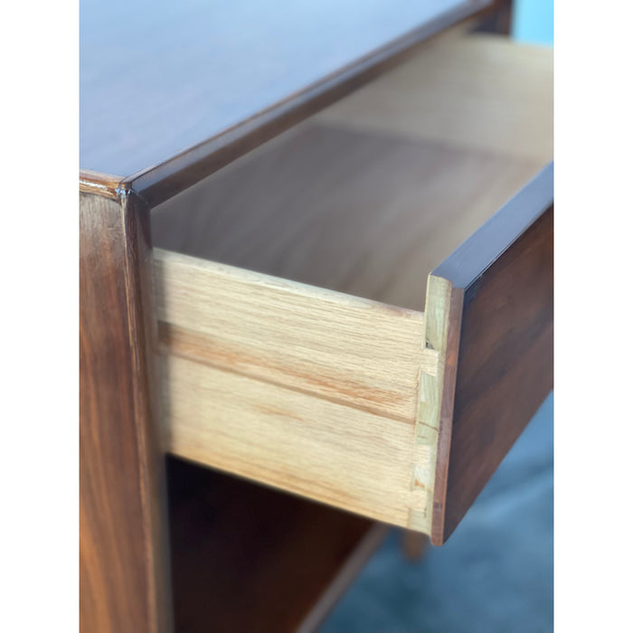 Vintage Mid Century Modern Walnut End Table Set Dovetail Drawers by Lane