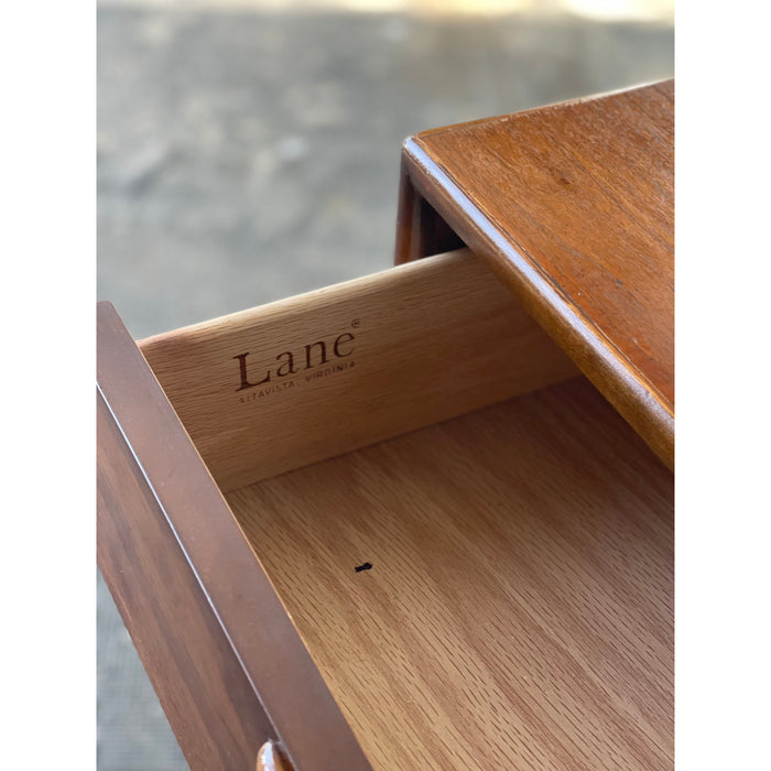 Vintage Mid Century Modern Walnut End Table Set Dovetail Drawers by Lane