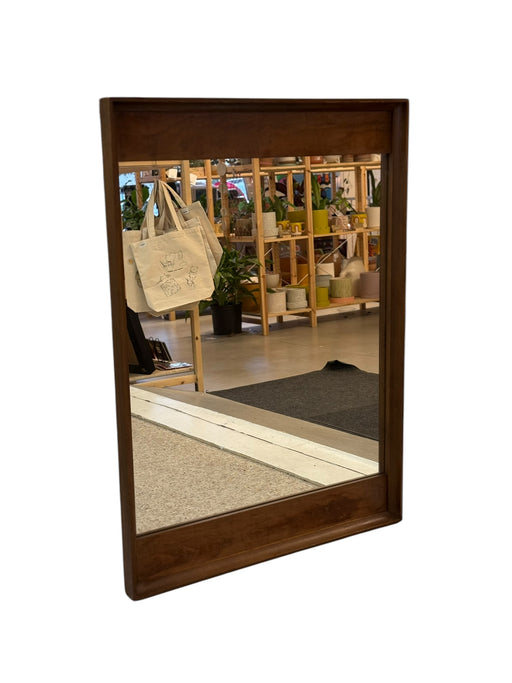 Vintage Mid Century Modern Walnut Wood Mirror by Stanley Furniture