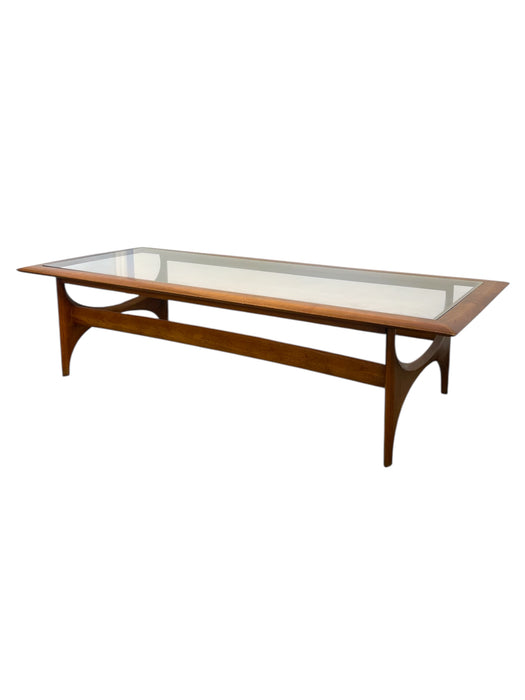 Vintage Mid Century Modern Walnut and Glass Coffee Table by Lane Furniture