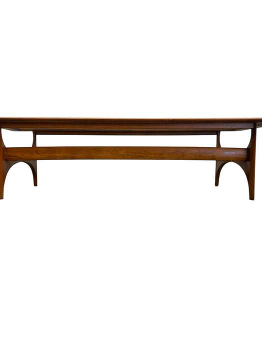 Vintage Mid Century Modern Walnut and Glass Coffee Table by Lane Furniture