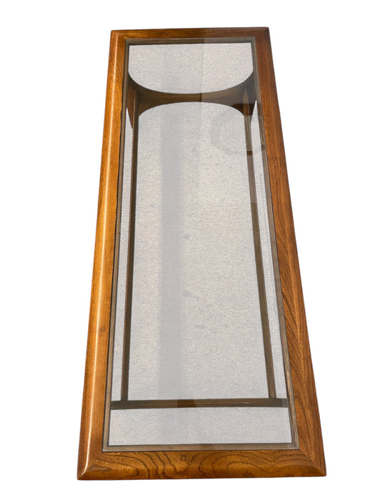 Vintage Mid Century Modern Walnut and Glass Coffee Table by Lane Furniture