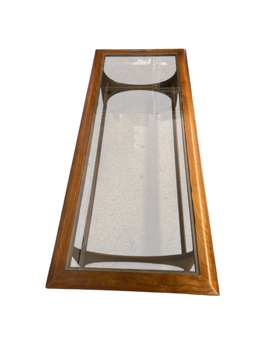 Vintage Mid Century Modern Walnut and Glass Coffee Table by Lane Furniture